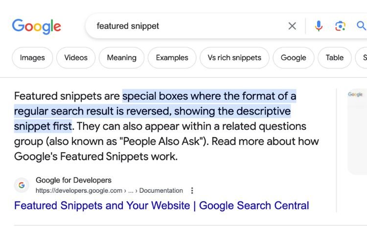 Featured snippet